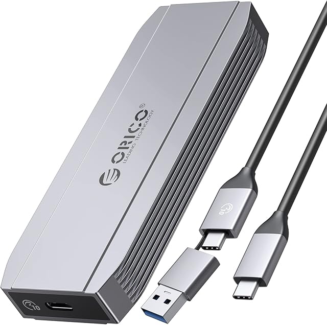 ORICO M.2 NVMe SSD Enclosure, 10 Gbps USB3.1 USB-C Tool-free Aluminum Adapter for M.2 PCIe NVMe M-Key 2230/2242/2260/2280 SSD, Thunderbolt 3 Compatible, External M.2 Enclosure with UASP Trim SMART