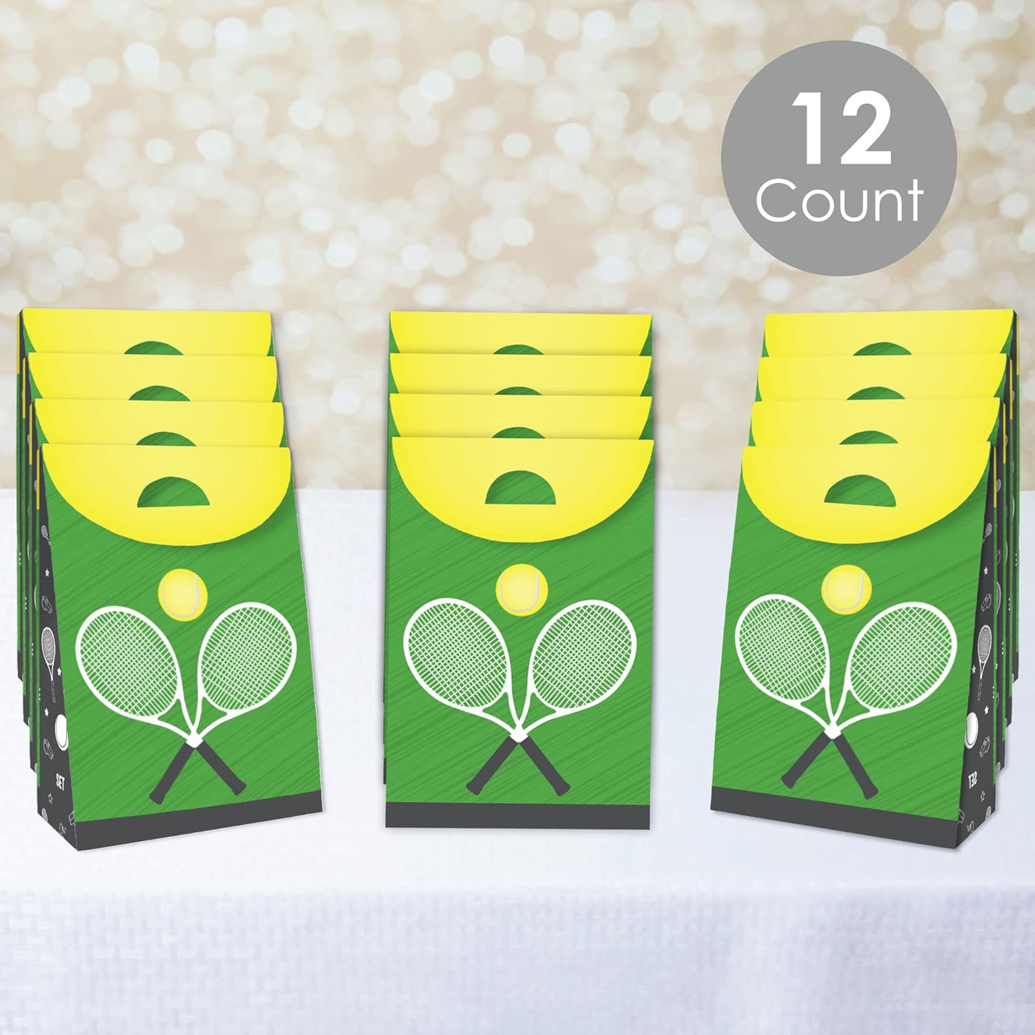 Big Dot of Happiness You Got Served - Tennis - Baby Shower or Tennis Ball Birthday Gift Favor Bag - Party Goodie Boxes - Set of 12 - Image 2