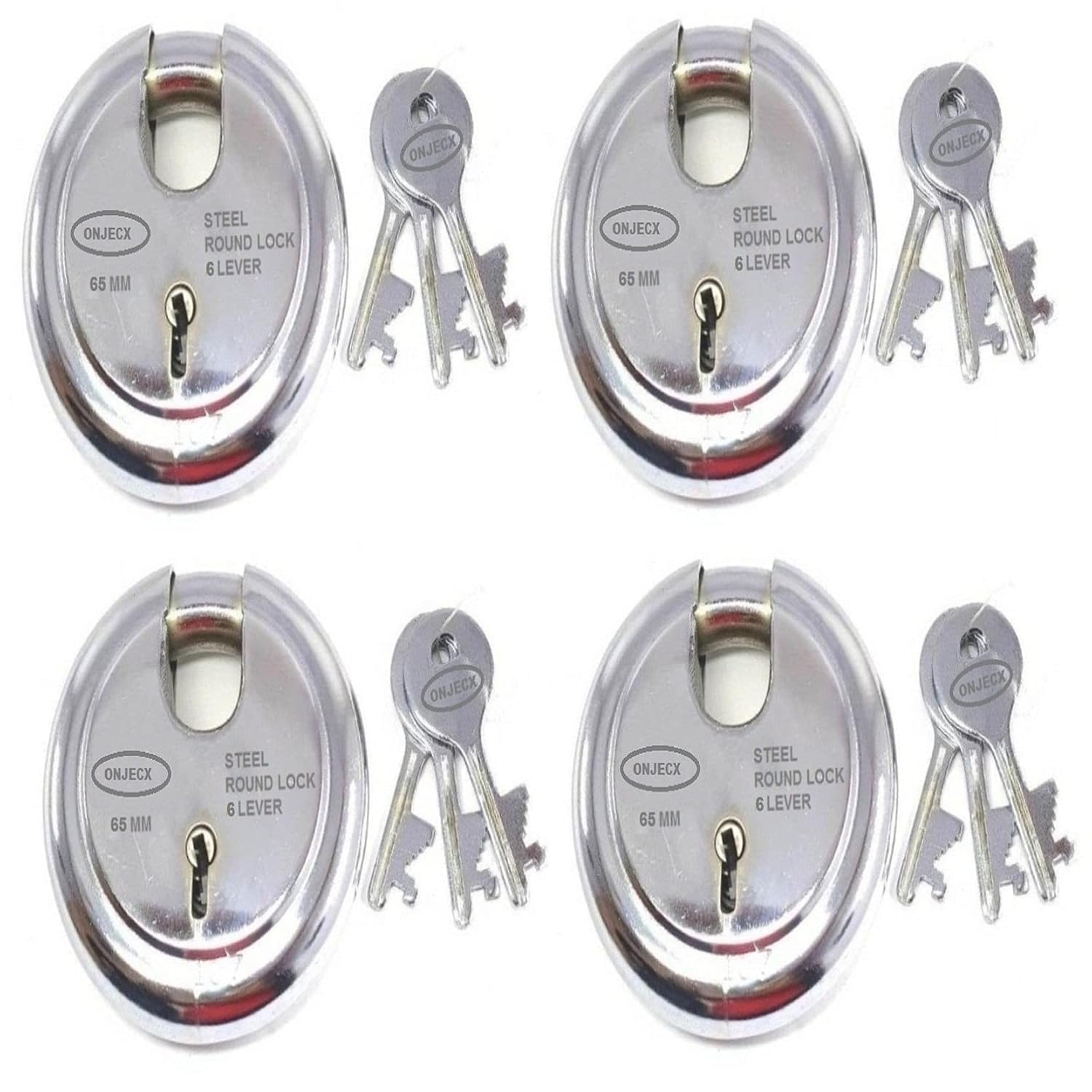 KSBX Steel Primium Range Lock 6 Levers 65 mm Heavy Duty Padlock, Sutter,Round Long Life Durable with 3 Keys for Main Gate, Office Door, Shop Shutter, Pack of 4 pcs (RPL65)-image-48