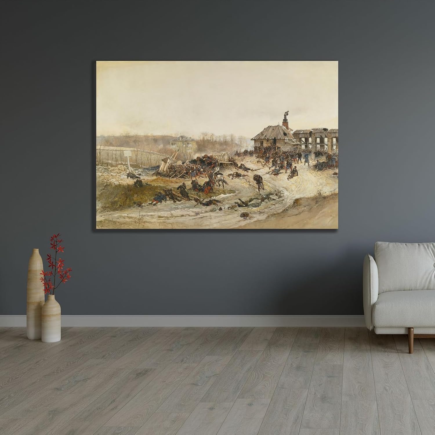 ArtDirect Le Four A Chaux; A Study For The Panorama Of The Battle Of Champigny (1881) Custom Framed Art Print Giclee Print or Canvas Options with Various Sizes and Customization by Alphonse Marie De Neuville
