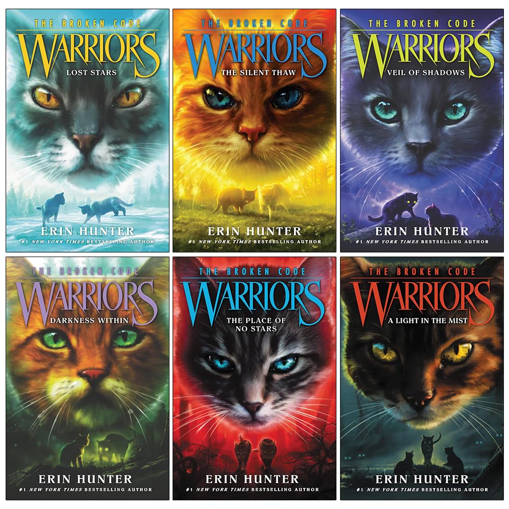 Warriors Cat The Broken Code Series Books 1 - 6 Series 6 Collection Set By Erin Hunter (Lost Stars, Silent Thaw, Veil of Shadows, Darkness Within, Place of No Stars & Light in the Mist)