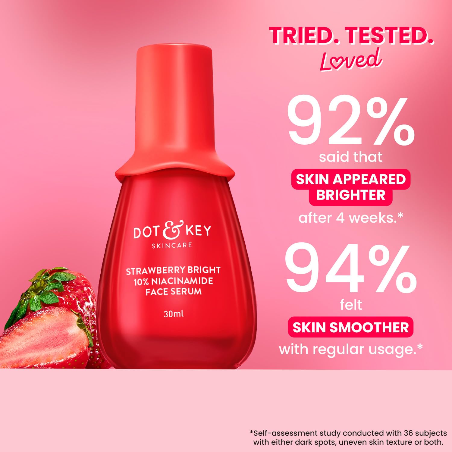 DOT & KEY 10% Niacinamide + Strawberry Face Serum with Vitamin B12 & Hyaluronic Acid | Fades Dark Spots, Hyperpigmentation & Dullness | Hydrates, Smooths & Minimizes Pores | 20ml 4