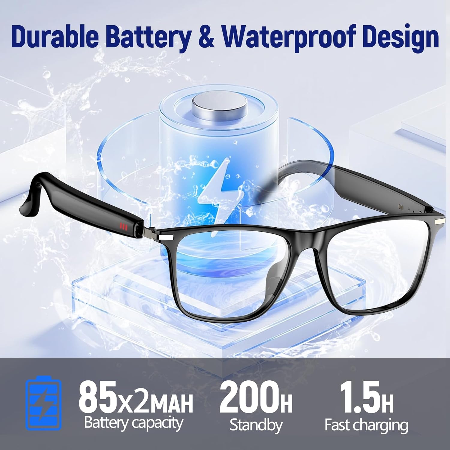 AI Smart Glasses with ChatGPT, Bluetooth Glasses for Men Women,Translation 129 Languages for Color-Changing Lenses, Music Playback, Calling, Athletic/Outdoor/Business Meeting(No Camera)