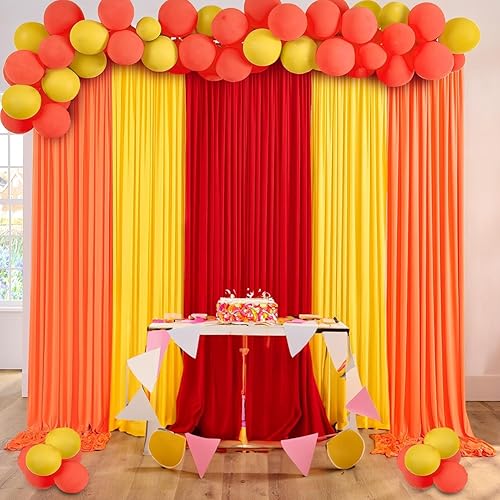 Miniatura 4 de Cortinas de telón de fondo arcoíris sin arrugas de 15 x 10 pies para fiestas, 6 paneles de 2.5 x 10 pies, cortinas de fondo para fotos rojas,