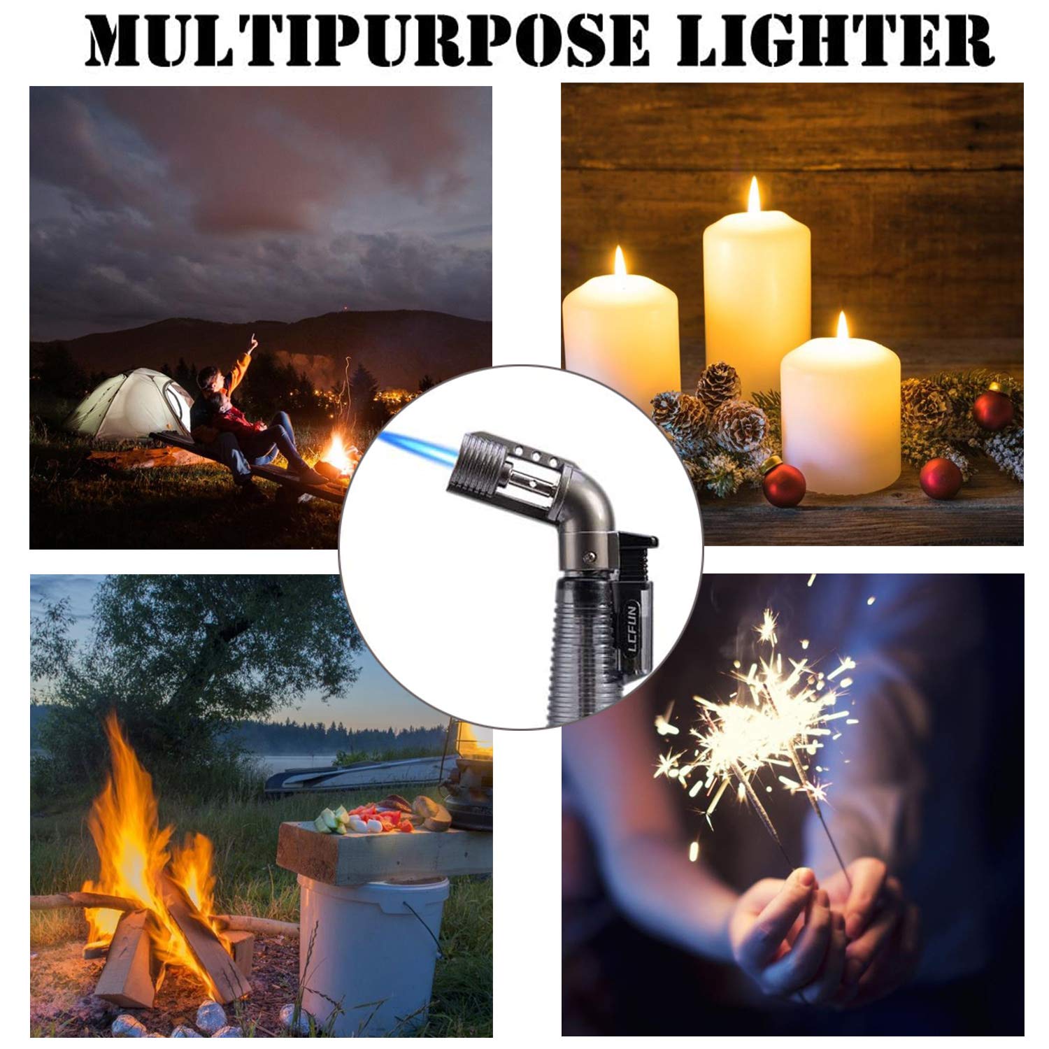 Torch Lighter 2 Pack Jet Flame Lighter Refillable Gas Butane Lighter