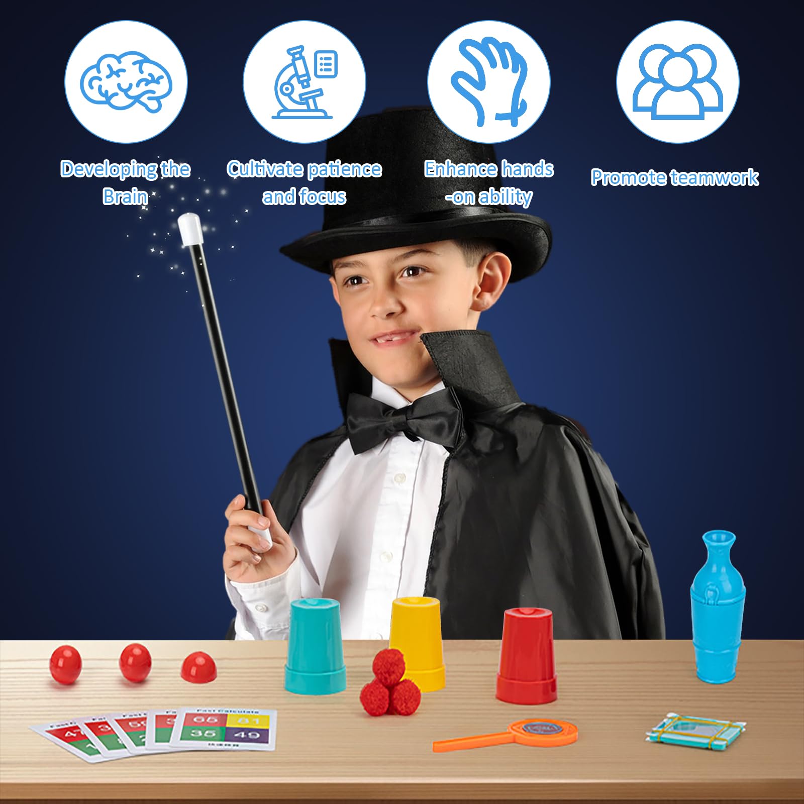 Boîte Magique Pour Enfants 6-12 Ans - 24 Accessoires, 75 Tours - Apprentissage Illusions Et Tours