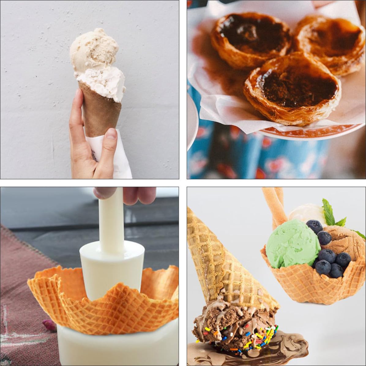 Supvox Elektrischer Eisrollenmacher mit Anti Rutsch Basis aus Kunststoff und Edelstahl Schwarzes Backzubehör für Herstellung von Eiscreme Cones und Rollen zu Hause