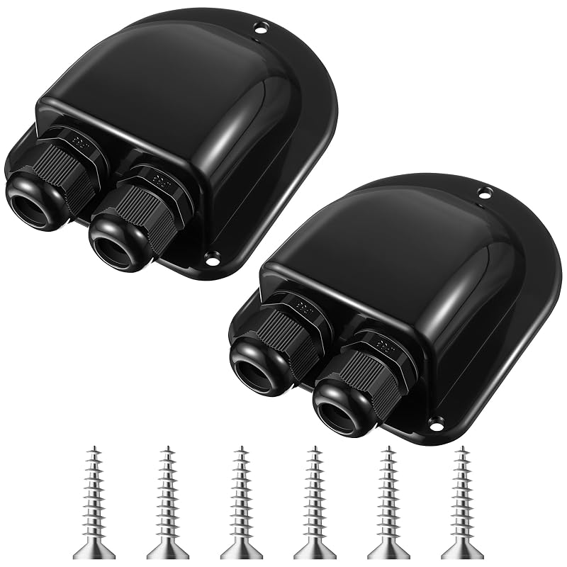 Kit com 2 passa-cabos de entrada solar duplo Enhon com vedação, preto, para cabos de 3 mm² a 10 mm²
