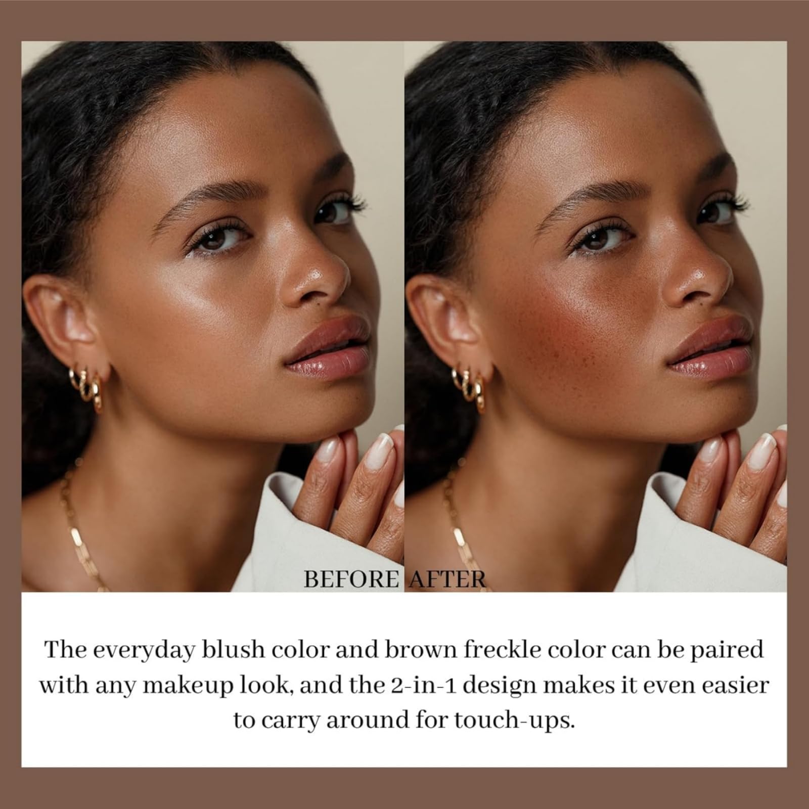 2-In-1 Freckle Blush Pen,Freckle Stamp,Blush Liquid,Frec-Kle Pen,Liquid Bl-Ush For Cheeks,Light Brown&Soft Pink,Waterproof,Quick-Dry,Durable&Long-Lating,Natural Lifelike(With Little Powder Puff) - Image 4