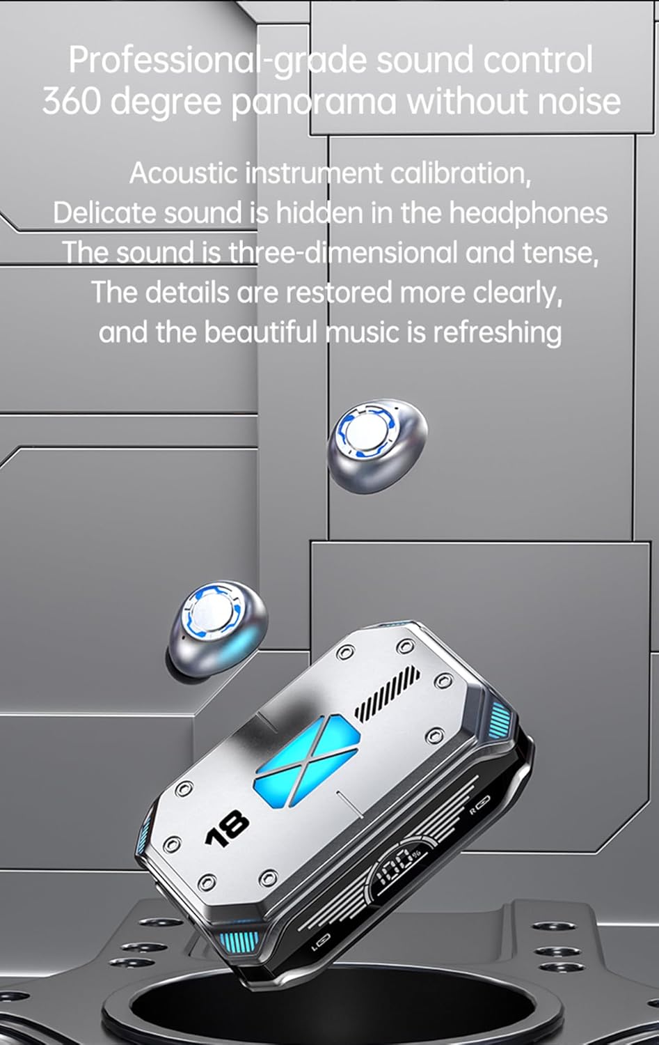 True Wireless Earbuds, 2024 Bluetooth Headphones 5.3 Earbuds, Waterproof Touch Control Ear Buds in-Ear Built-in Mic, with LED Power Display, IP7 Waterproof Earphones Sport Headset - Model 34