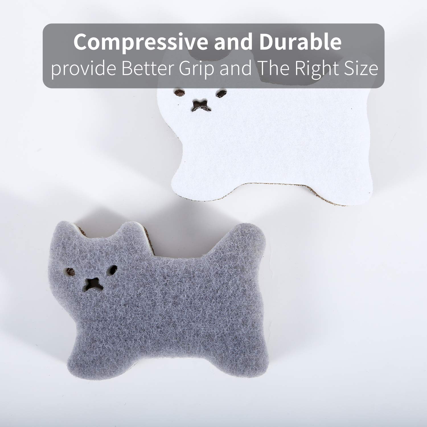 Spugne da cucina, antiscivolo, multiuso, resistenti, per piatti, pentole e padelle, a tre strati, a forma di gatto (confezione da 4) (gatto)