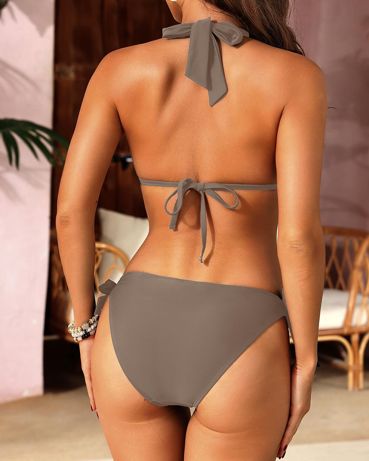 Bikini da donna con scollo all'americana - Costume da bagno a due pezzi con cravatta a triangolo 2025 Costumi da bagno carino