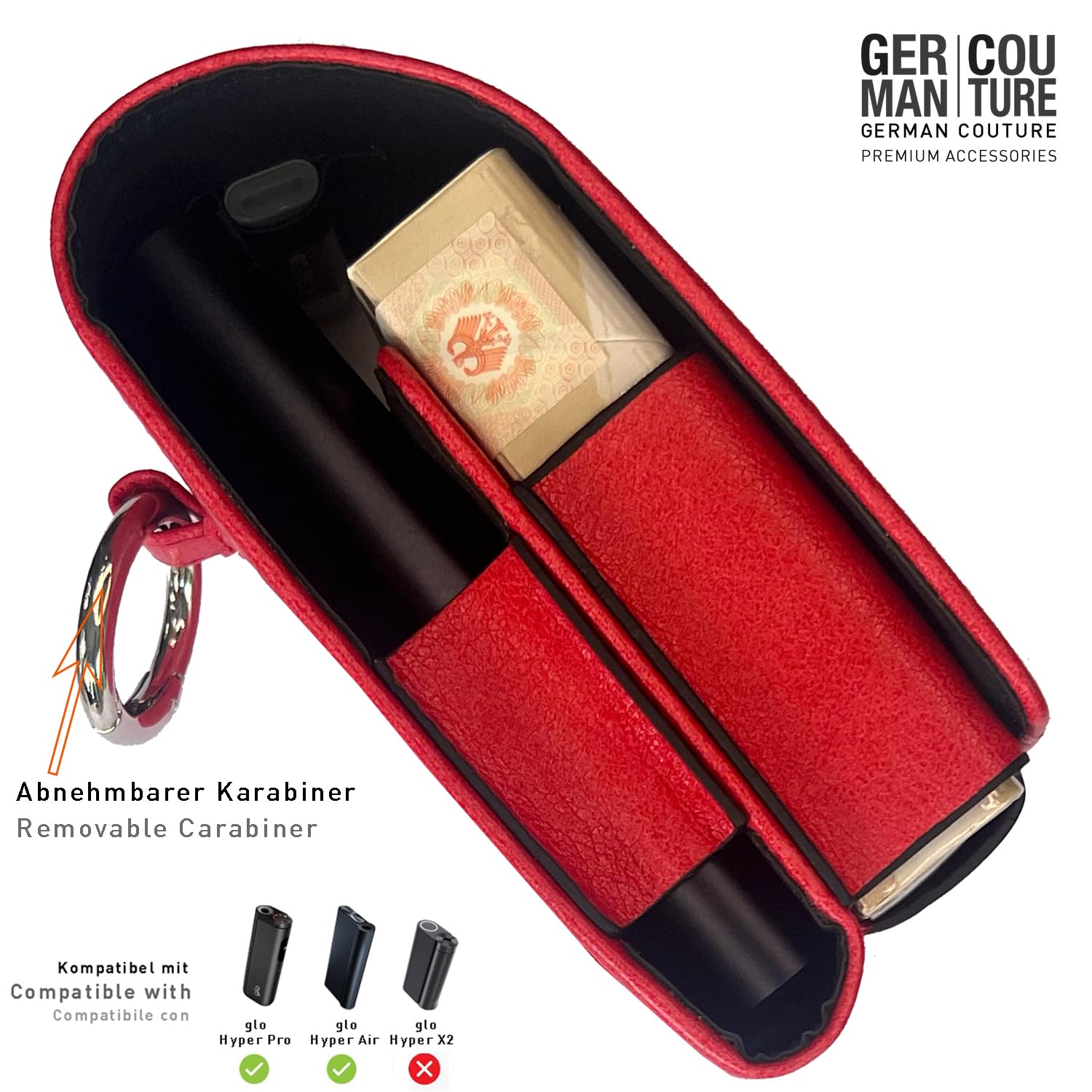 GC German Couture Custodia Per Glo Hyper Pro / Hyper Air + Scaldino – Beige Sabbia – Con Penna USB-C E Moschettone - 5