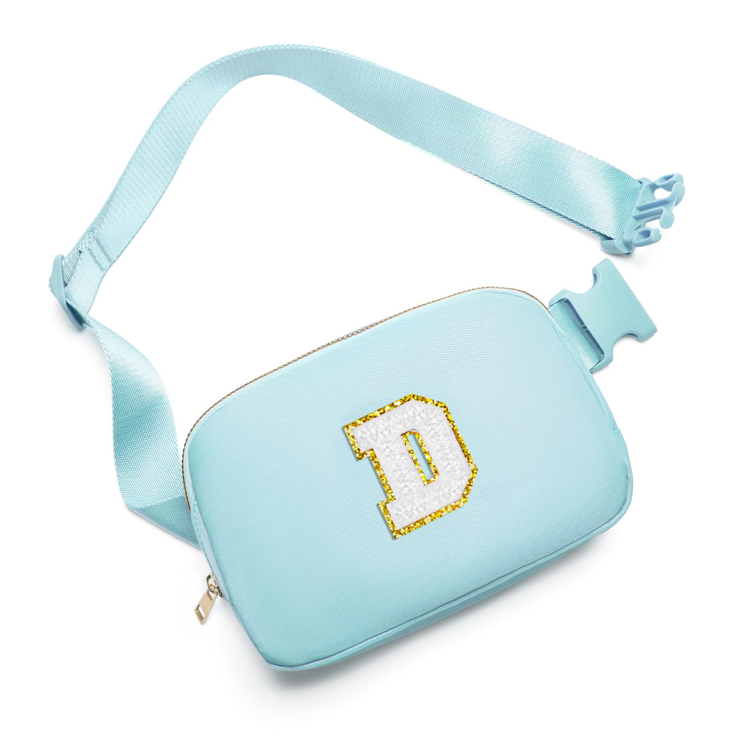 Gitus Birthday Gifts for 8 9 10 11 12 13 Year Old Girls Personalized Fanny Pack Crossbody Bags with Initial Letter Patch Belt Bag for Teen Girls Cute Trendy Stuff Travel Essentials (Icingblue-D)