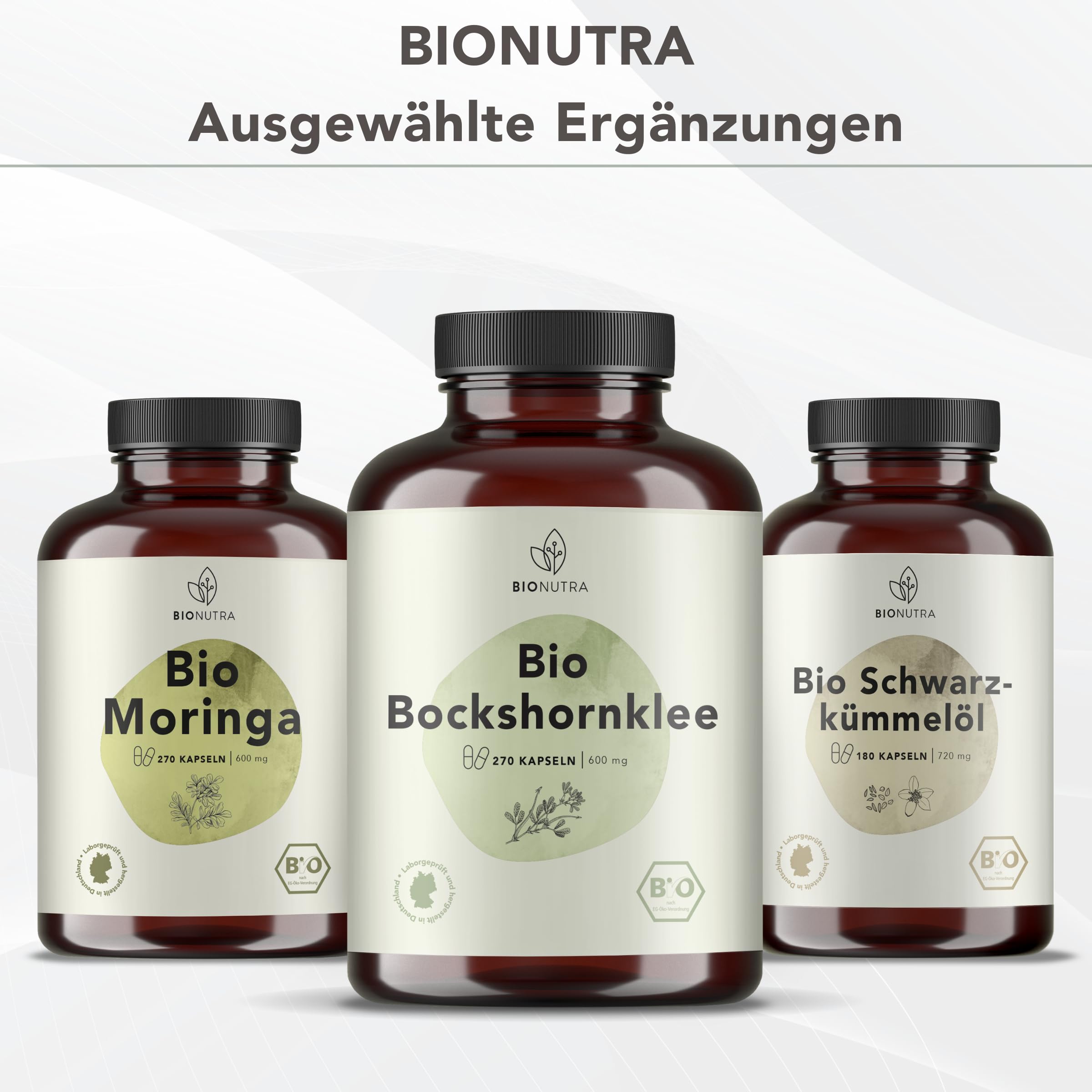 BIONUTRA Bio Brennnessel Kapseln, 270 Stk. à 600 mg, hochdosiert | rückstandskontrolliert, ohne Zusätze, vegan, deutsche Herstellung aus Brennnessel Bio Blattpulver