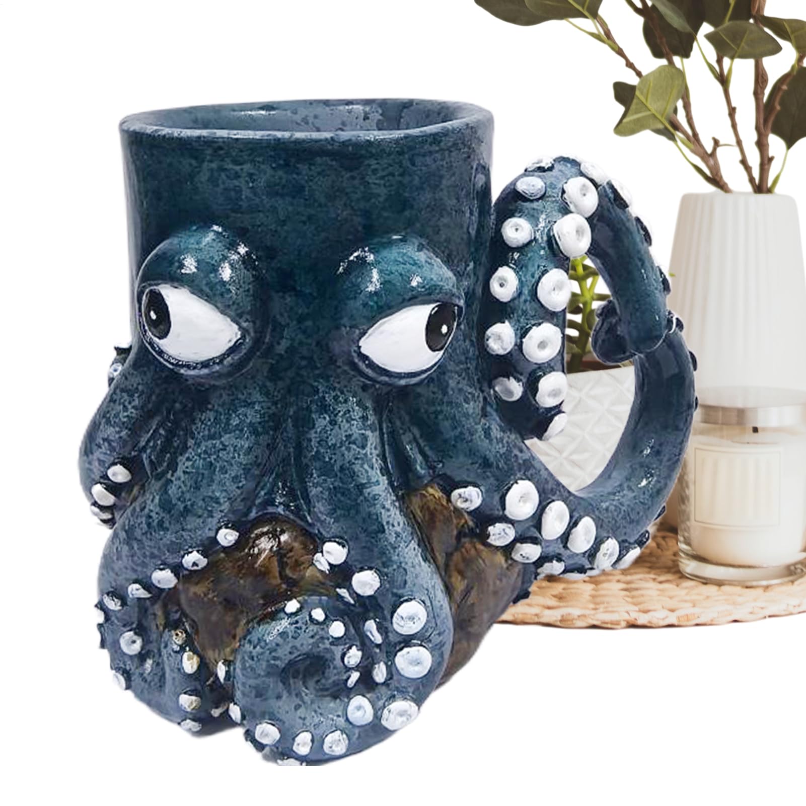 Taza de pulpo con relieve marino hecha a mano como regalo original