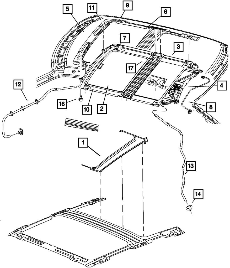 Chrysler, SUNROOF Glass Guide, 5139814AA