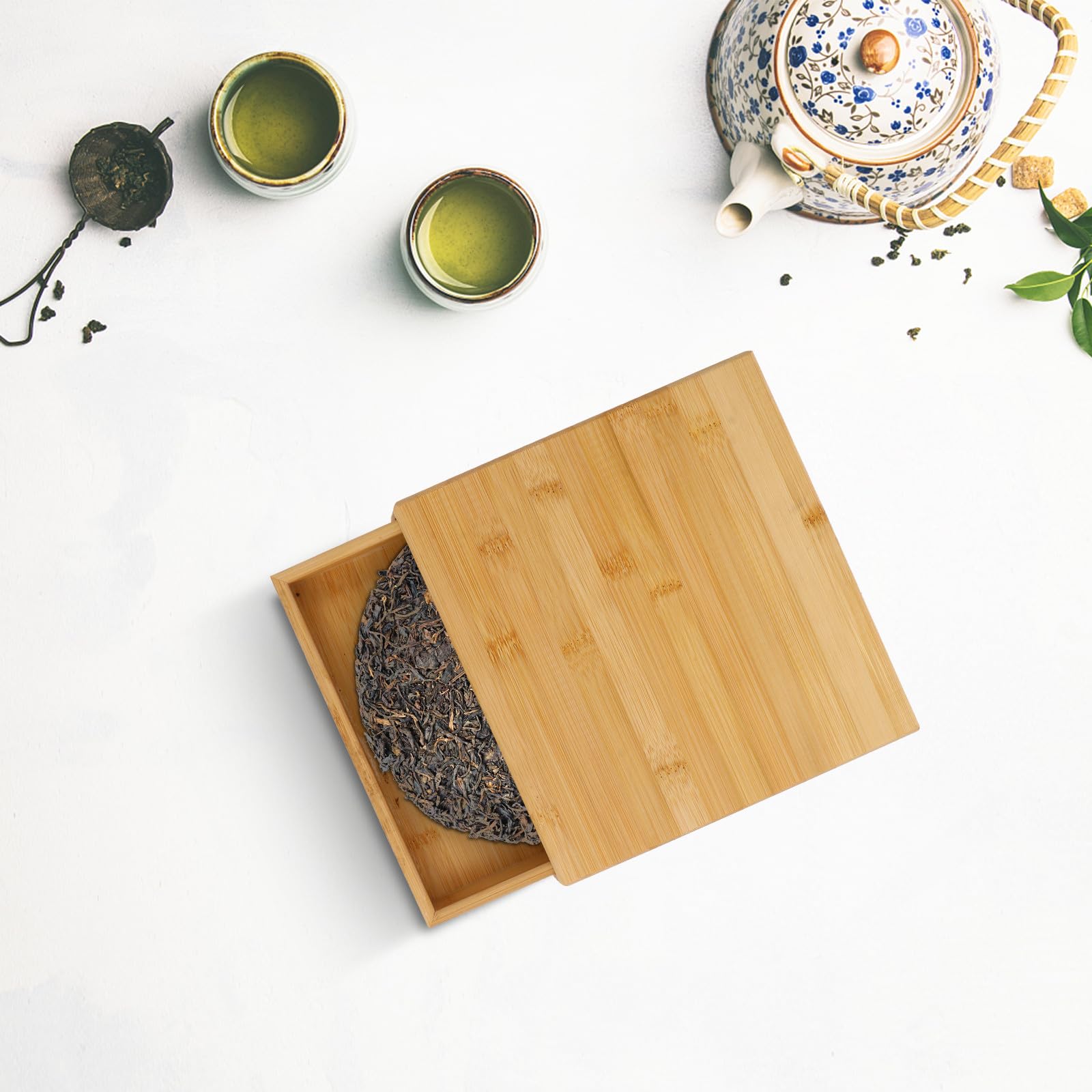Scatola Porta Tè in Legno per Tea Cake, Colore Khaki