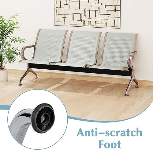 Miniatura 6 de J-SUN-7 Silla de sala de espera de 3 asientos, silla de recepción de invitados de oficina, bancos de recepción de aeropuerto para banco, salón,