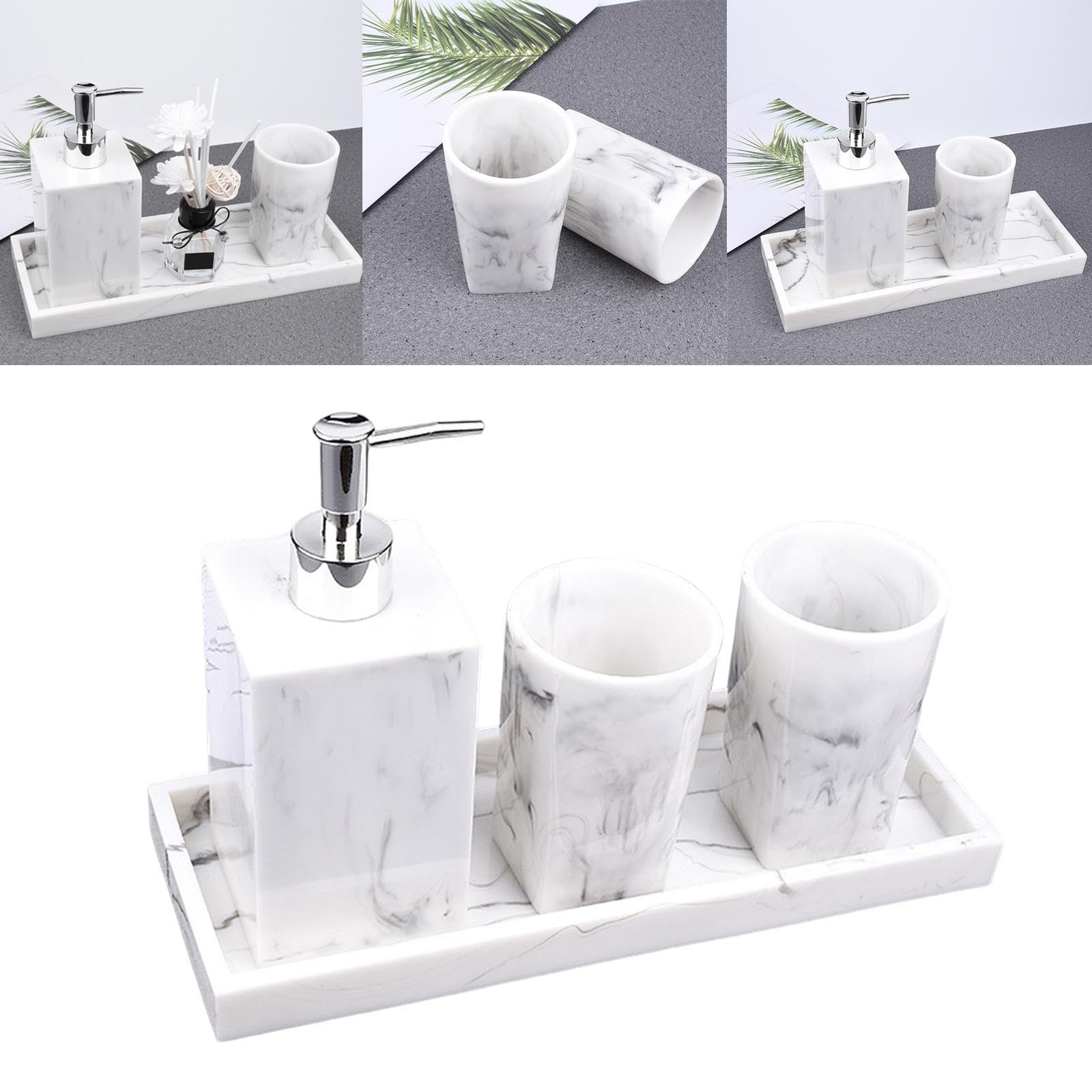 Elegante set di accessori e decorazioni per il bagno, portaspazzolini con superficie liscia effetto marmo e funzioni multifunzionali, portaspazzolini,