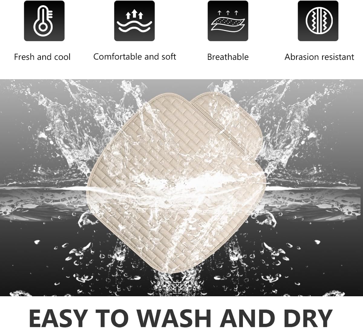 Car Seat Cover for Front Seats, Comfortable Linen Seats Cushion Pad Mat with Storage Pockets, Anti-Slip Breathable Bottom Front Seat Cover Protector for SUV Truck Van (Beige) image 4