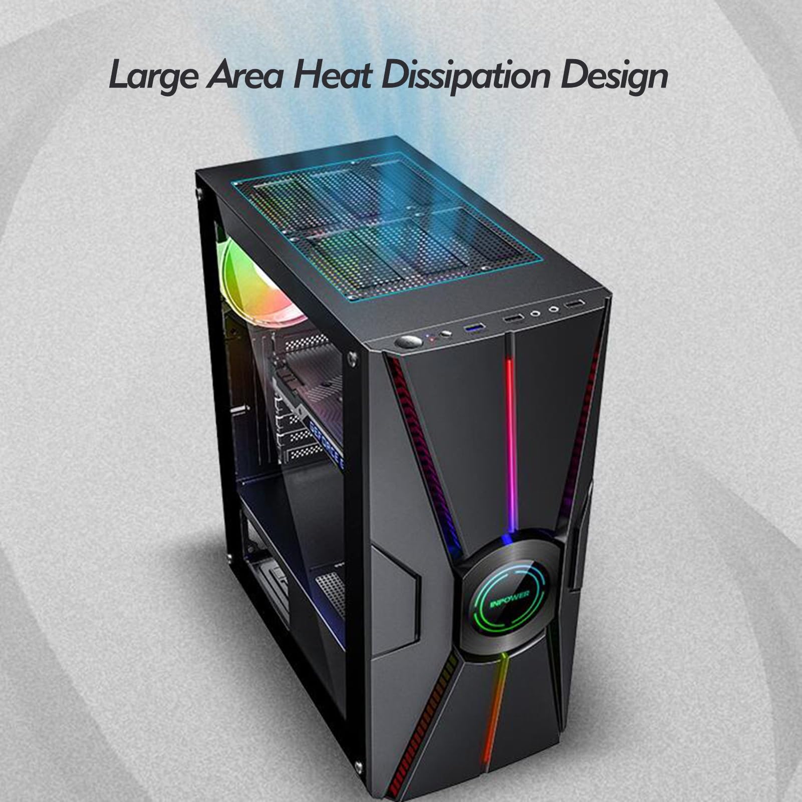 Obudowa do gier komputerowych, Mid-Tower ATX M-ATX ITX, Obudowa komputera PC z 6 wentylatorami, Przezroczyste panele boczne, Obsługuje chłodzenie wodne, Nadaje się do gier i pracy biurowej
