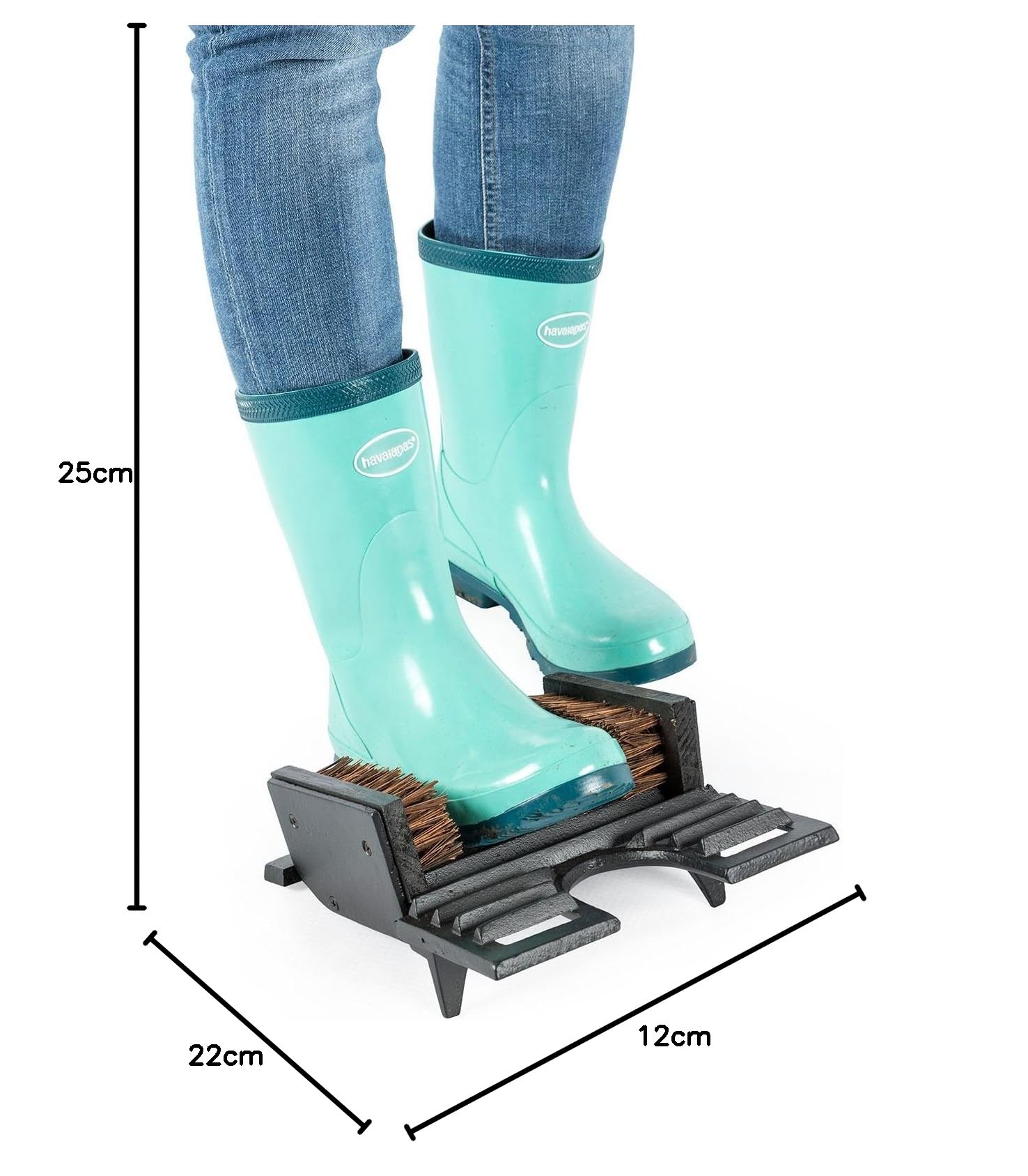 HOMESCAPES - Retire-Botte en Fonte avec Double brosses et grattoir