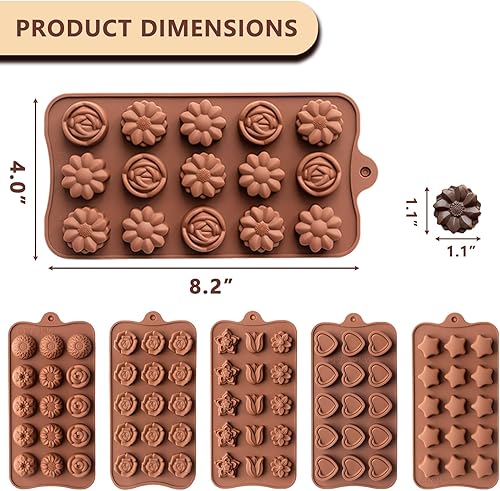 Miniatura 6 de Juego de 6 moldes de silicona para chocolate, moldes antiadherentes de grado alimenticio, moldes de cocina para chocolate, dulces, gelatina,