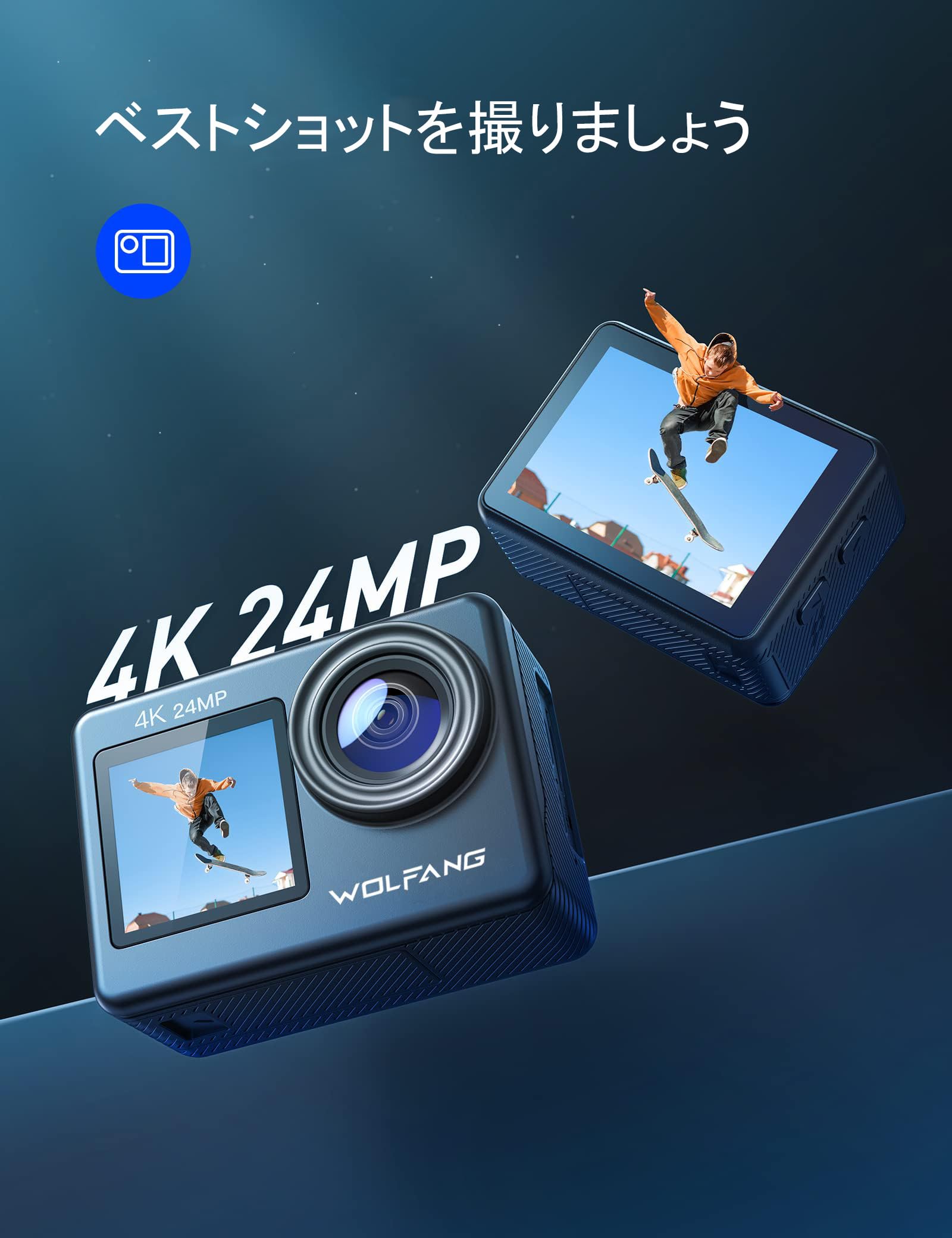 Amazon | WOLFANG GA200 アクションカメラ 【マイク付き】4K 24MP 防水 