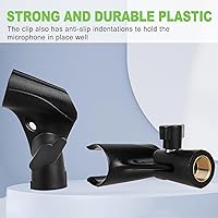 Vista 5 de Juego de 2 clips de micrófono ajustables universales, soporte de micrófono con adaptador de tornillo de 5/8 a 3/8 pulgadas para soporte, clips