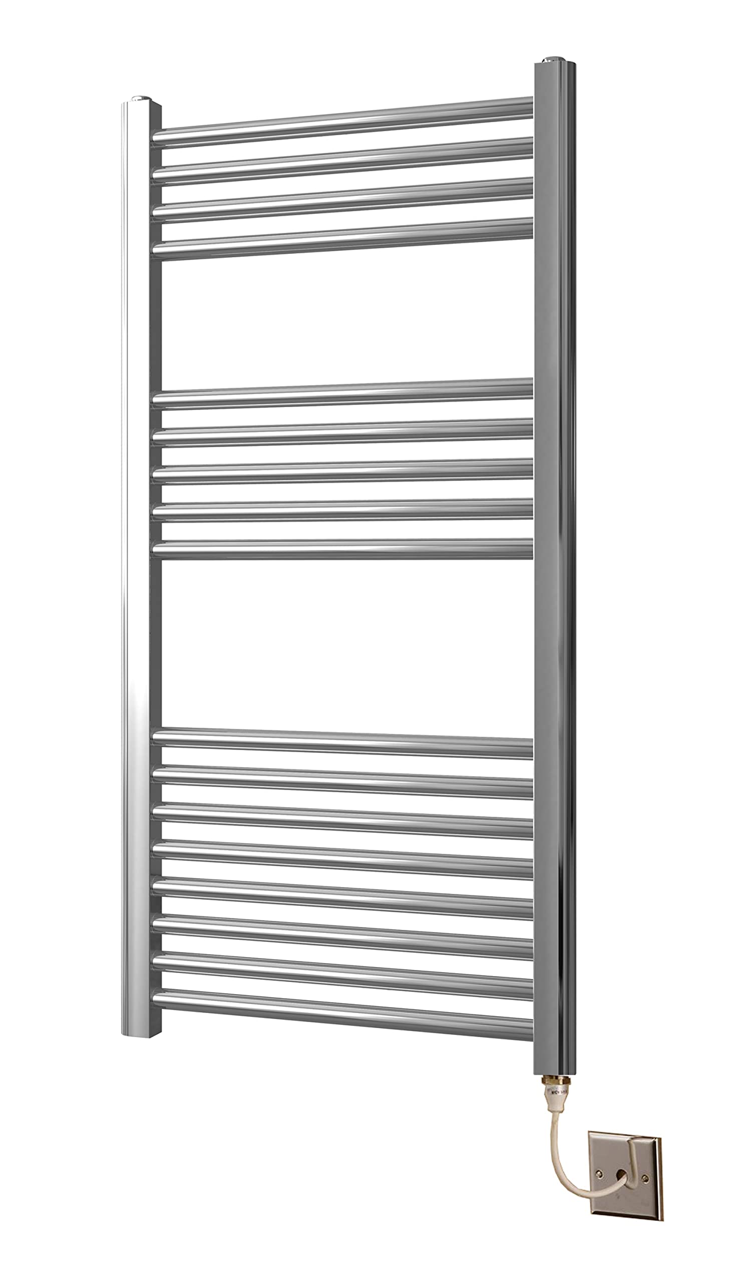Greened House Chrome Electric Heated Towel Rail Straight 500mm W x 1000mm H