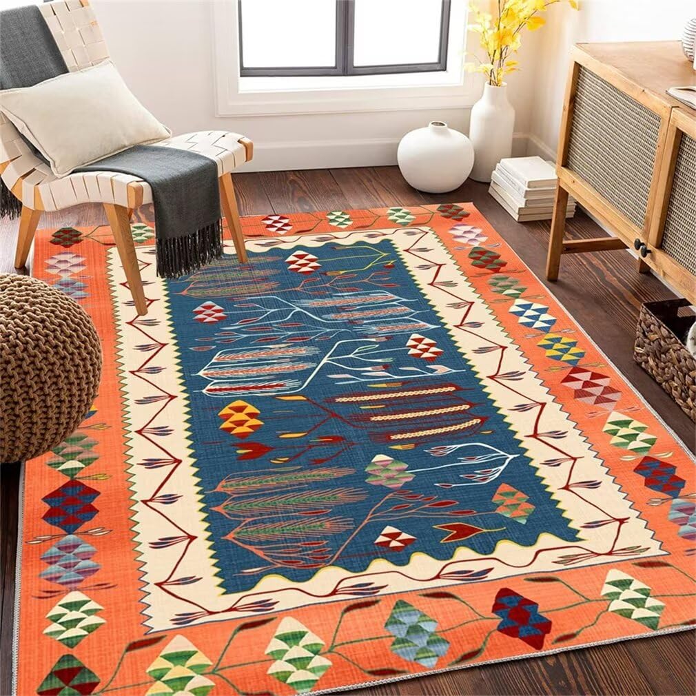Tapis de passage pour chambre fille doux et antidérapant orange 100x160
