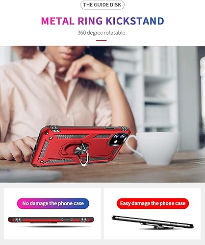 Miniatura 5 de Korecase Funda para iPhone 11 resistente de 2 capas de cuerpo completo a prueba de golpes, soporte de anillo de metal, color negro