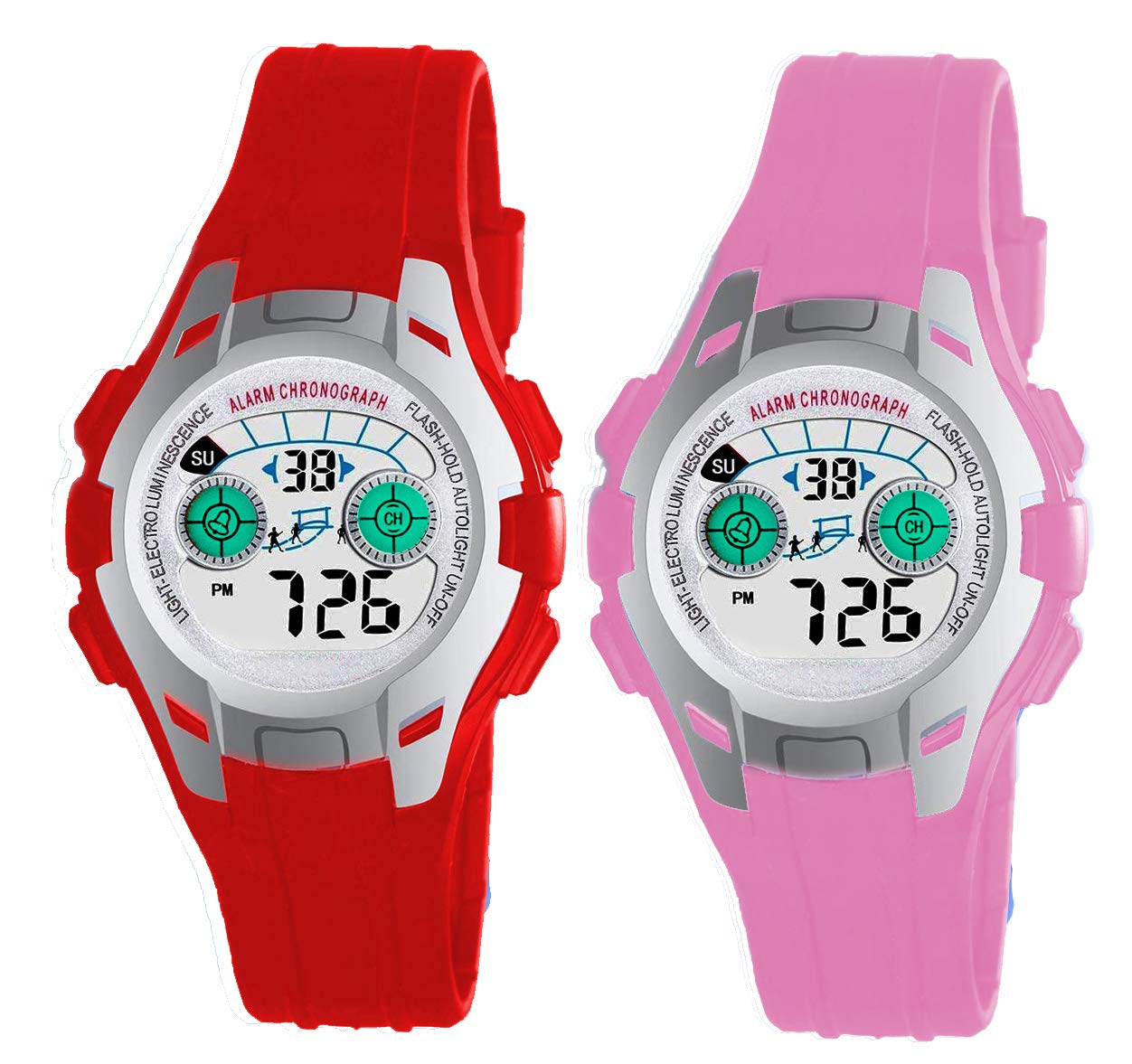 Time Up Digital Dial Combo of 2 Waterproof Alarm Kids Digital Watches for Boys & Girls-EF61-RD (Red-Pink) (B08Y6X64HK) Amazon Price History, Amazon Price Tracker