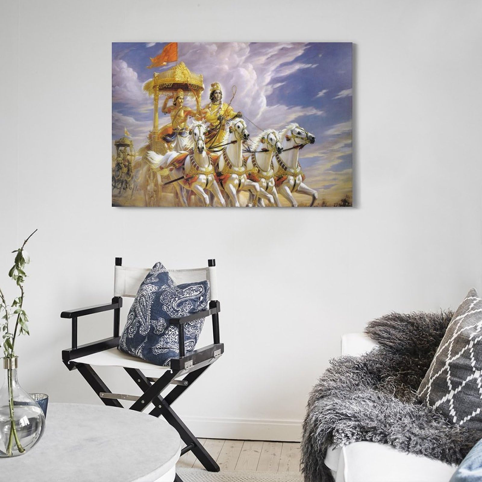 YiXong Bhagavad Gita Hinduizm Plakat Dekoracyjne Malarstwo Płótno Plakaty Ścienne I Artystyczny Nadruk Nowoczesny Rodzinny Sypialnia Dekoracje Plakaty 16 x 24 cale (40 x 60 cm)