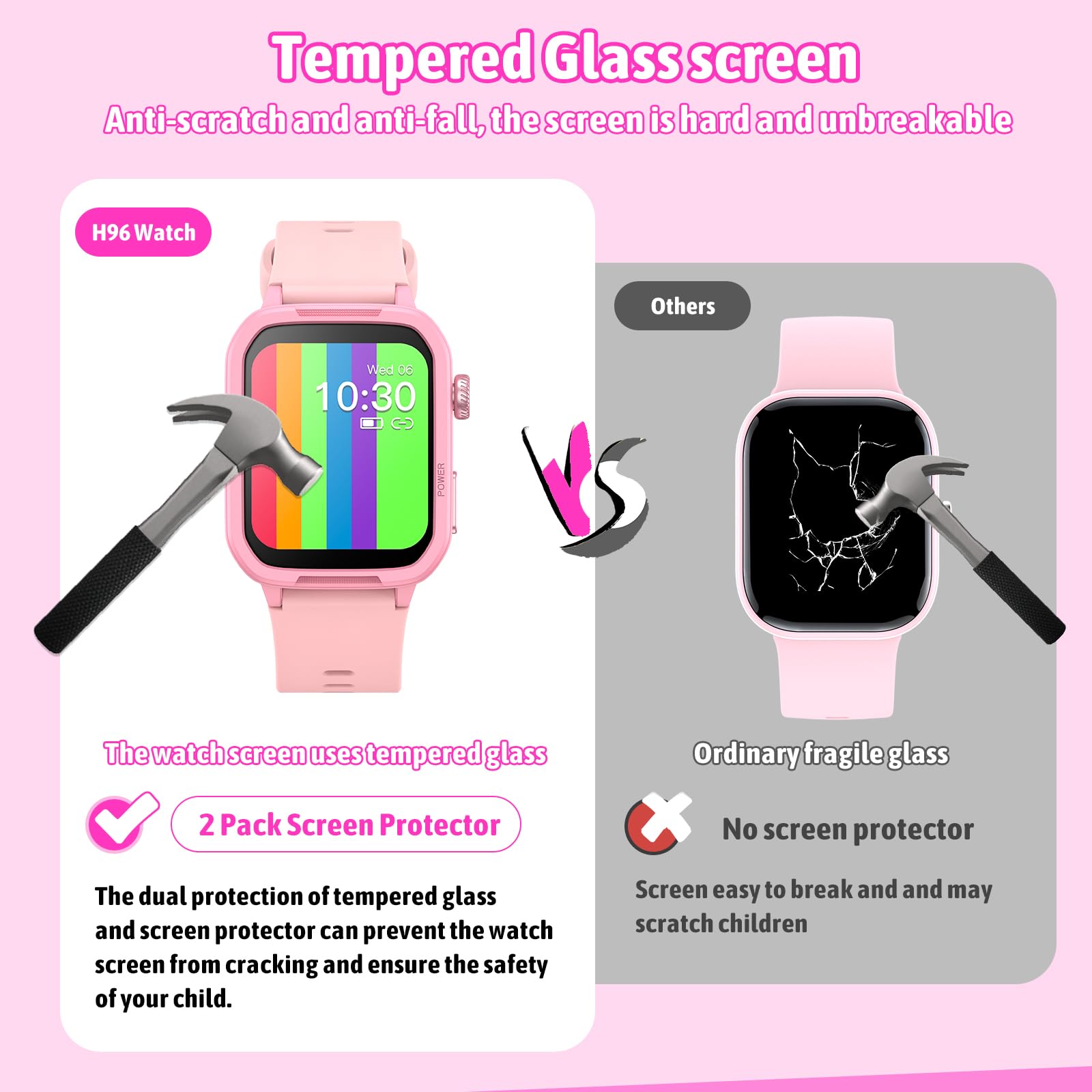 JOYELE Smartwatch Bambini, Fitness Tracker Orologio Bambina, Impermeabile Orologio Ragazza e Ragazzo con 19 Sportive, Contapassi, Sveglia, Orologio Intelligente per Bambini 3-16 Anni Regalo (Rosa)