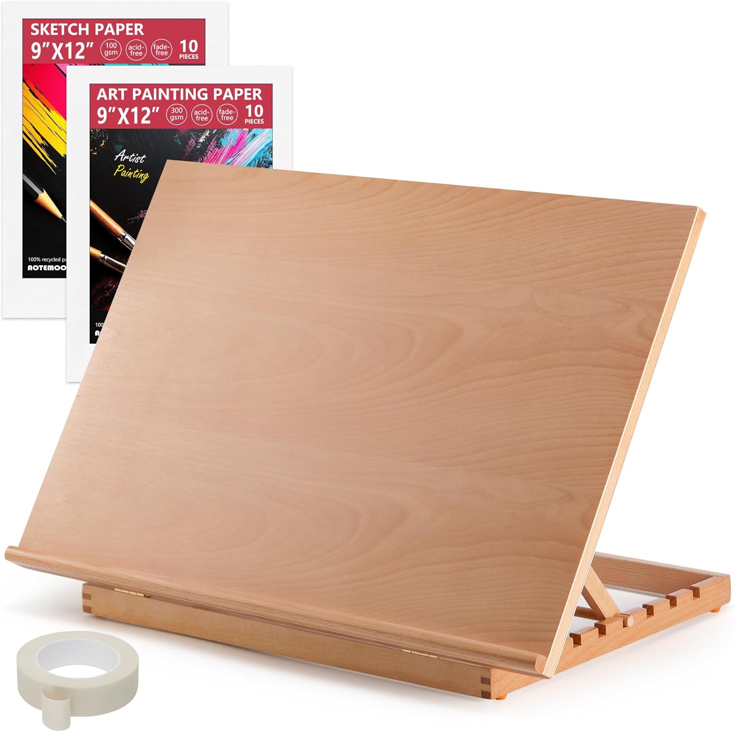Tabletop Easel for Painting, 24.88"x17.28" Extra Large Adjustable Beechwood Drawing Board, Art Easel for Painting Sketching and Display Stand, Ideal for Diamond Art A2 Beech