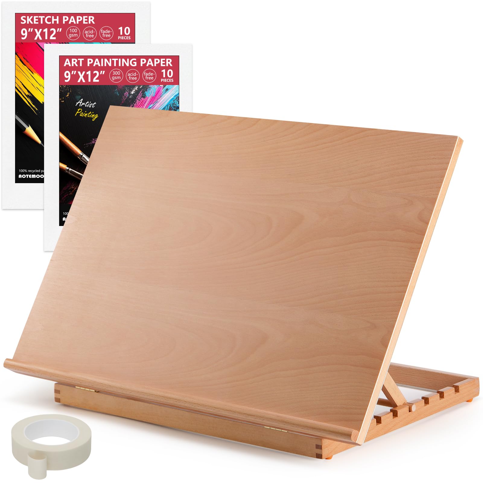 Tabletop Easel for Painting, 24.88"x17.28" Extra Large Adjustable Beechwood Drawing Board, Art Easel for Painting Sketching and Display Stand, Ideal for Diamond Art