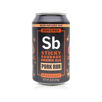 Spiceology & Derek Wolf - Sticky Bourbon Brown Ale - Beer-Infused Barbecue Rubs, BBQ Spices and Seasonings - Use On Pork, Baked Beans and Vegetables - 8 oz Can with Resealable Lid