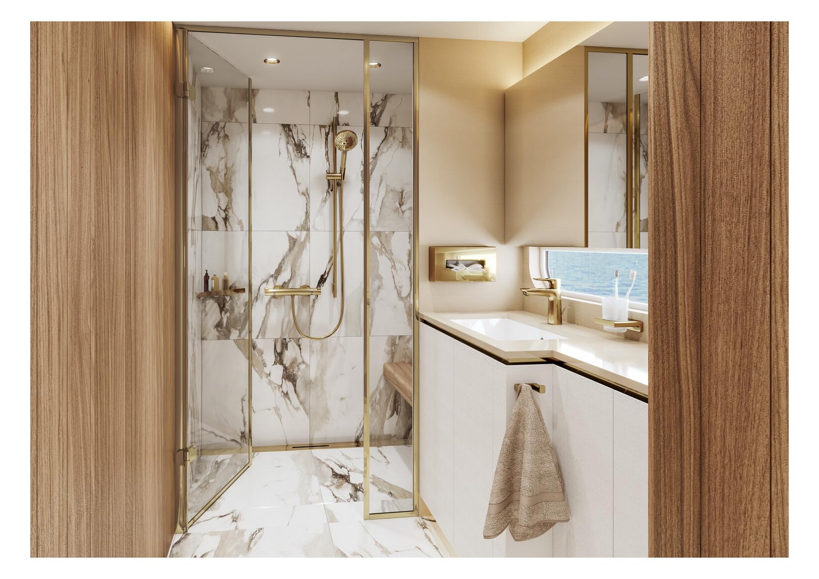 hansgrohe AddStoris Jabonera de esquina, color oro pulido, 41741990