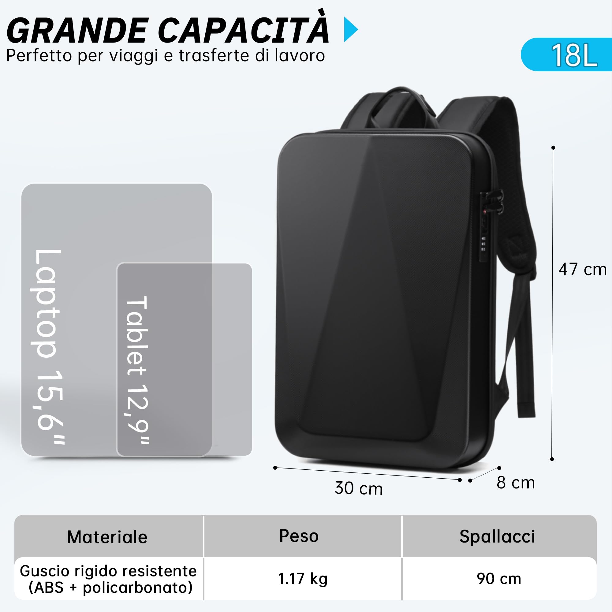 VARLIVOO Zaino Uomo Porta PC 15,6 Pollici, Zaino Antifurto con Porta USB, Impermeabile, Zaini per PC Portatili da Lavoro, Viaggio e Università, Nero B, Standard
