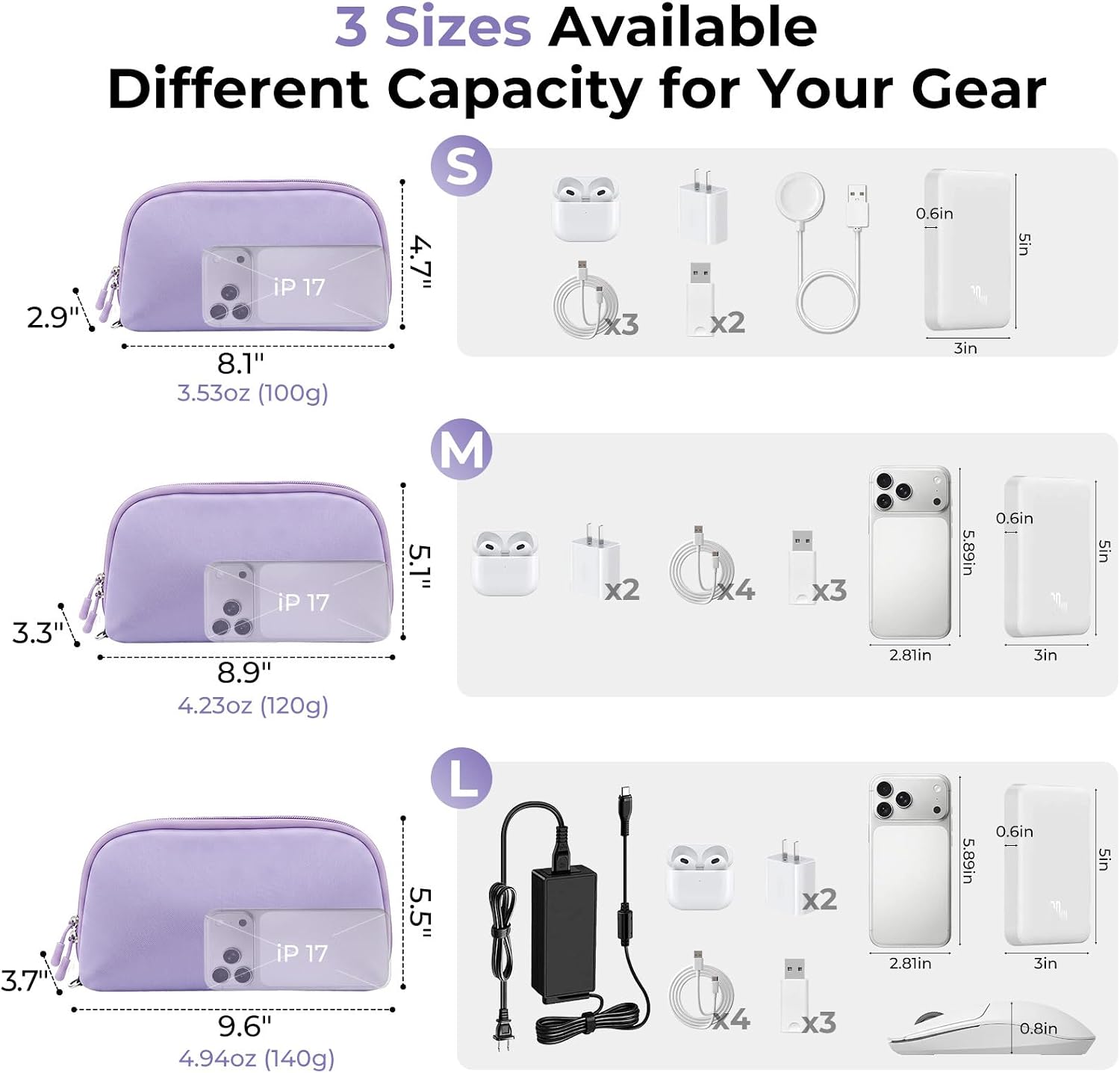 FYY Travel Cable Organizer - 8 Compartments, Lightweight, Water Repellent image 3