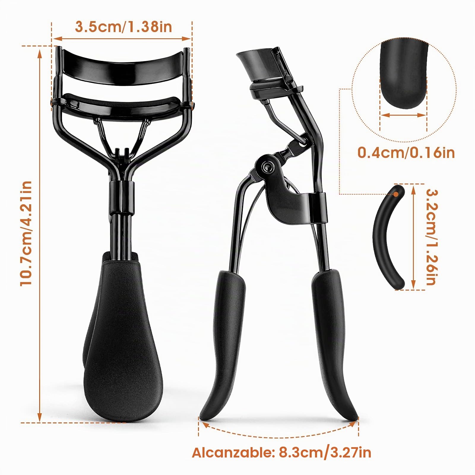 Sibba Rizador de Pestañas Profesional Rizador Pestañas con 10 Almohadillas Repuesto Silicona Adicionales para Mujeres NiñAas Sin Pellizcos Ni Tirones Se Adapta Todas Las Formas Ojos (Negro Brillante)