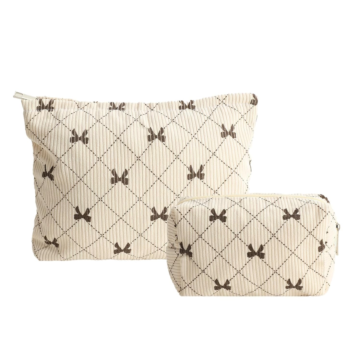 LYDZTION Cute Corduroy Makeup Bag Set - Portable Travel Pouch