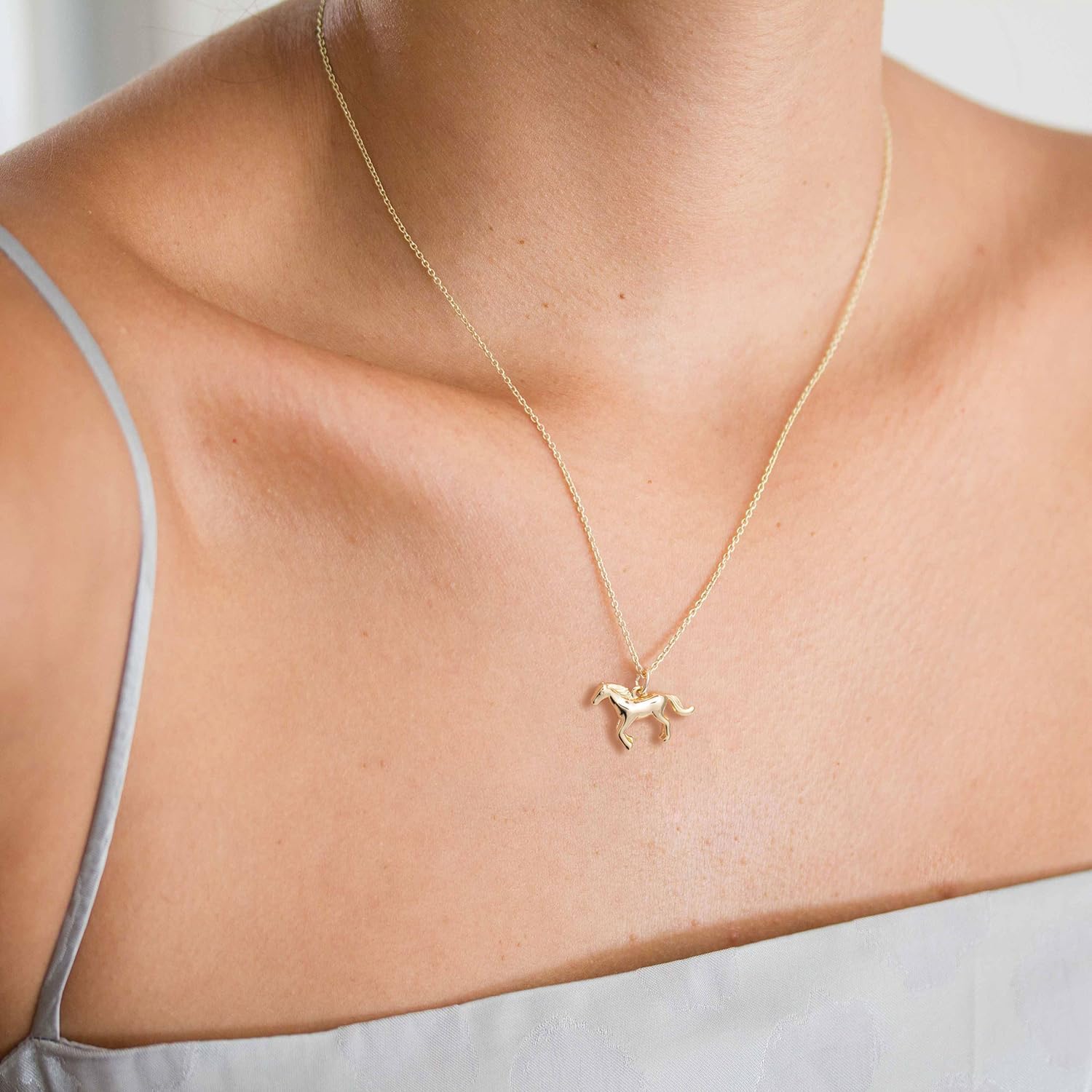 Dainty Gold Necklace: 14k Gold Plated Dianty Boots Bow Sun Moon Horse Evil Eye Conch Seahorse Necklace for Women 16.5"+2" - Image 3
