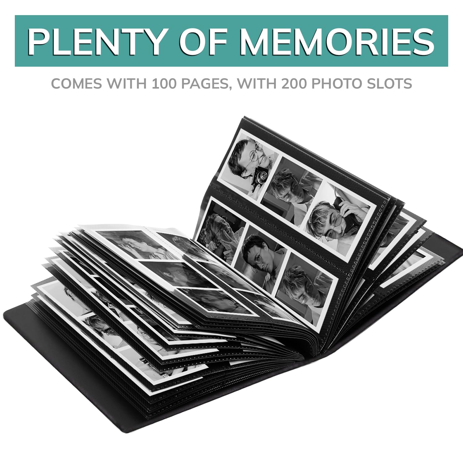 Marcos de fotomatón – Álbum de fotos para tiras de fotos de 2 x 6 pulgadas, álbum de boda de 2 x 6 pulgadas, soporte para marcapáginas, 100 páginas, 200 fotos