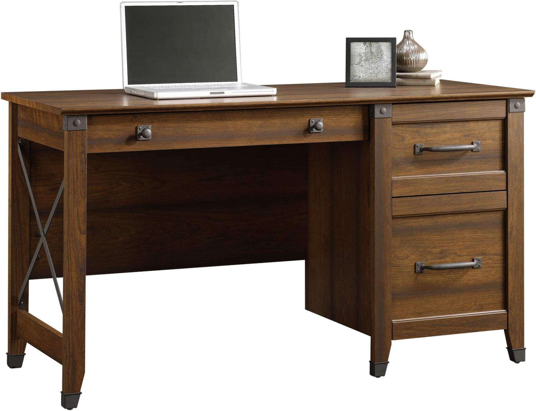 Carson Forge Vintage Rustic Computer Desk for Home Office with Drawers, in Washington Cherry; L: 53.19" x W: 22.64" x H: 29.80"