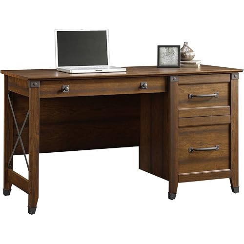 Sauder Carson Forge Vintage Rustic Computer Desk for Home Office with Drawers, in Washington Cherry; L: 53.19" x W: 22.64" x H: 29.80"