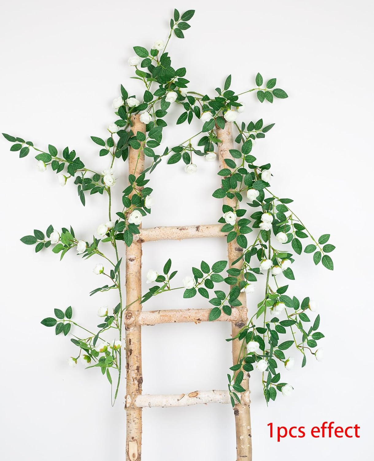 2PCS x 6FT Bendable Rose Vine Hanging Flower Garland Wildflower Floral Garland for Wall Decor Trellis Fence Home Room Decoration (White, 2pcs)