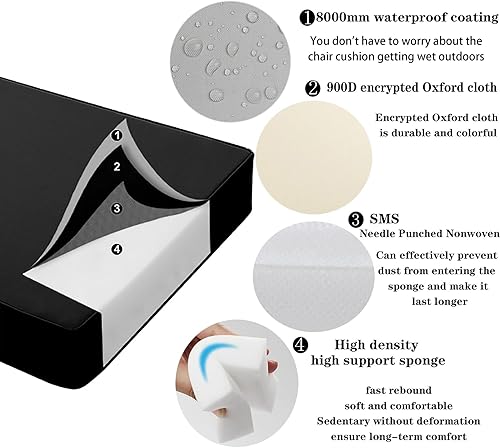 Miniatura 9 de Cojines Oudoor para muebles de patio, 4 unidades, cojines para sillas de exterior, almohadillas reversibles para sillas de comedor con lazos,